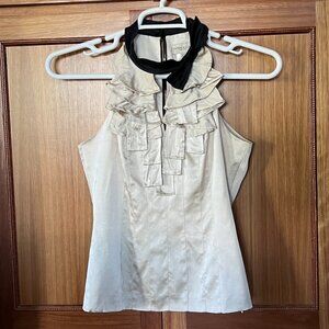 Karen Millen Silk Shirt and Pencil Skirt Combination, Side Zippers, Cream & Blk